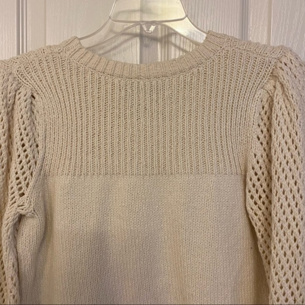 DEREK LAM 10 CROSBY Ella Puff Sleeve Sweater Ivory - Picture 9 of 11